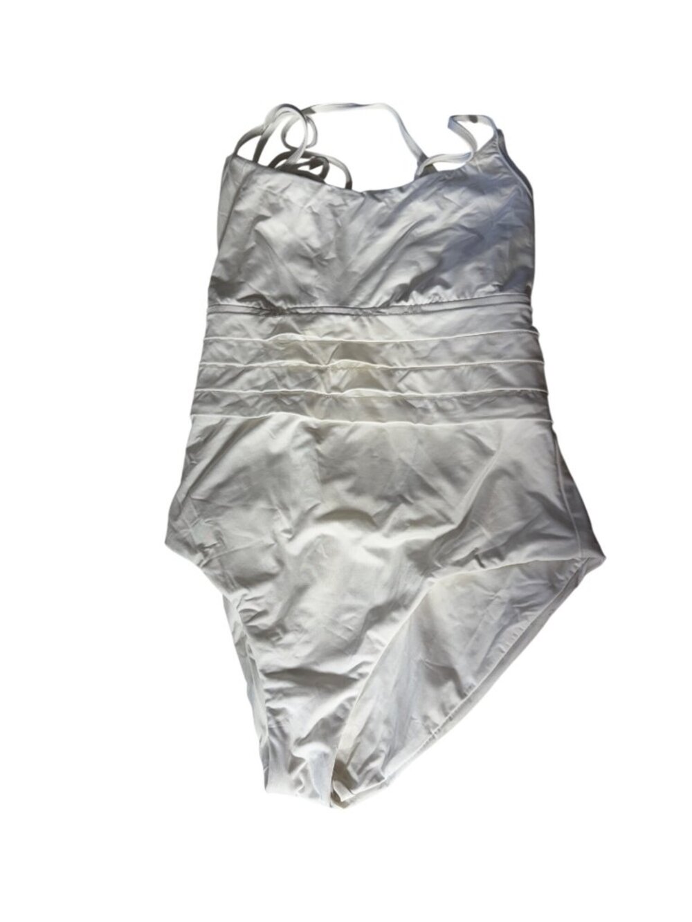 Swimsuits For All Womens White One-Piece Swimsuit M Ruched Strappy Elegant